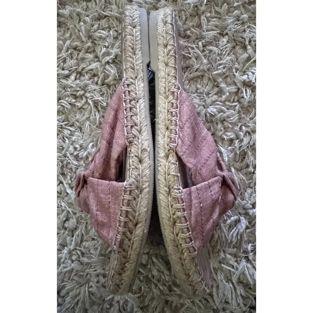 Dolce Vita Benicia Blush Linen Knot Espadrille Flat Slide Sandal Size 7.5